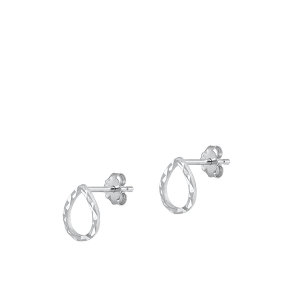 High Polished Diamond-Cut Teardrop Earrings – Sterling Silver