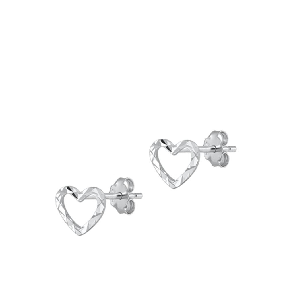 Classic High Polished Diamond-Cut Heart Earrings – Sterling Silver