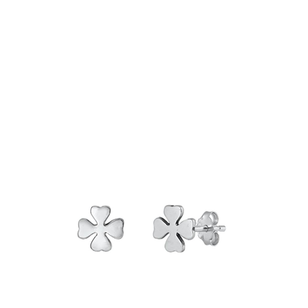 High Polished Four Leaf Clover Shamrock Earrings – Sterling Silver