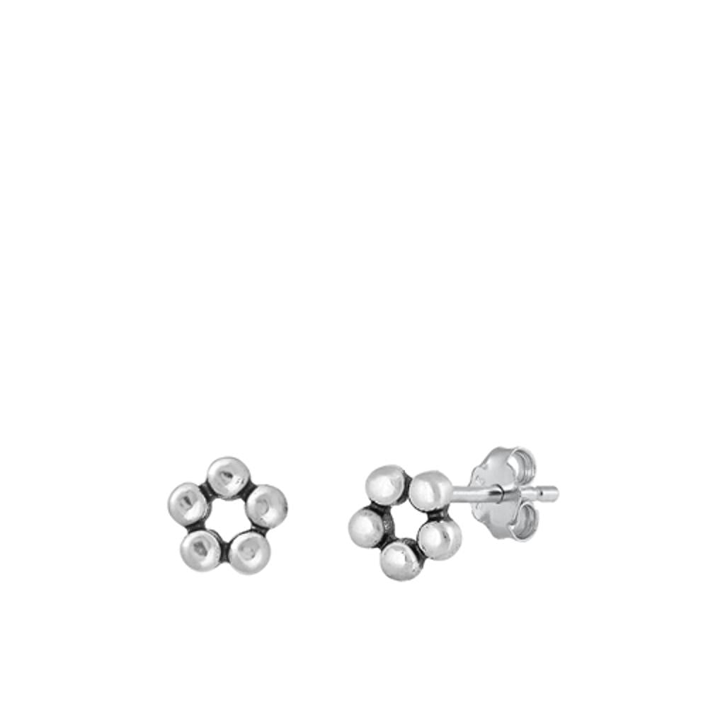 Abstract Flower Oxidized High Polished Earrings – Sterling Silver