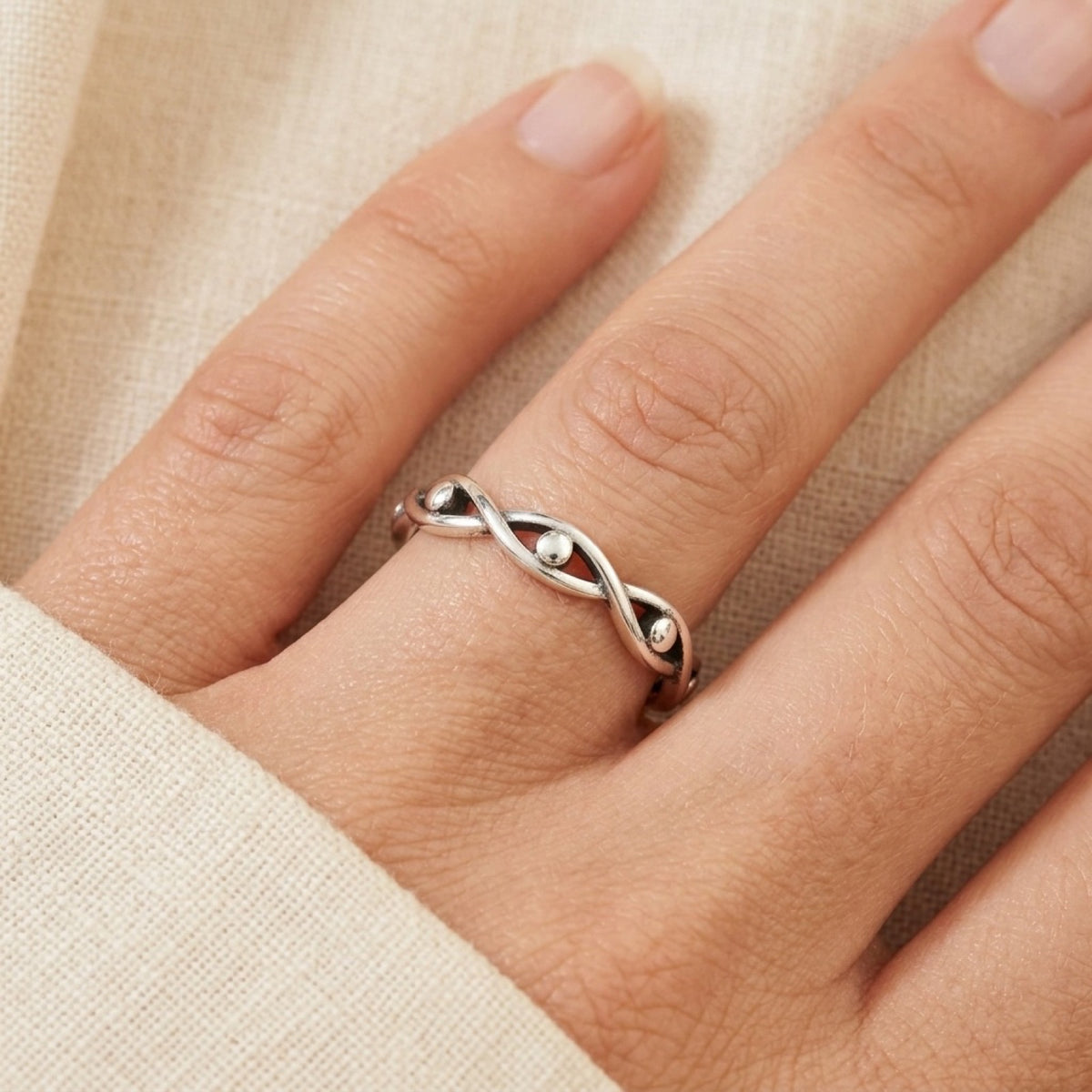 Eternity Eye Stacking Ring worn