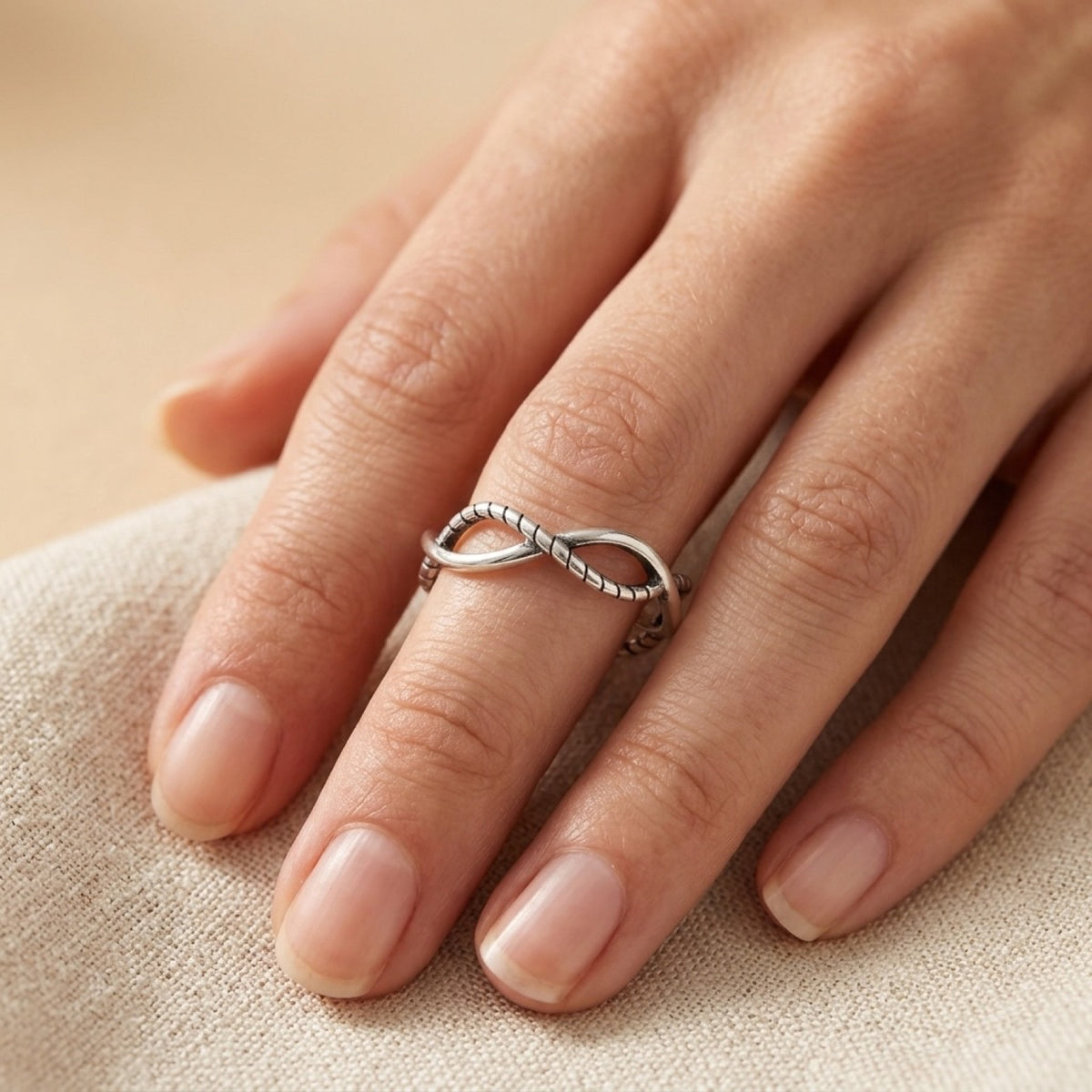 Infinity Rope Ring worn