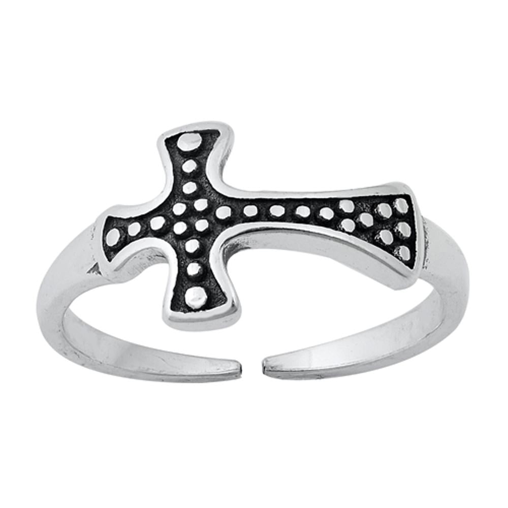 Sterling Silver Oxidized Promise Sideway Cross Band Bali Toe Midi Ring 925 New