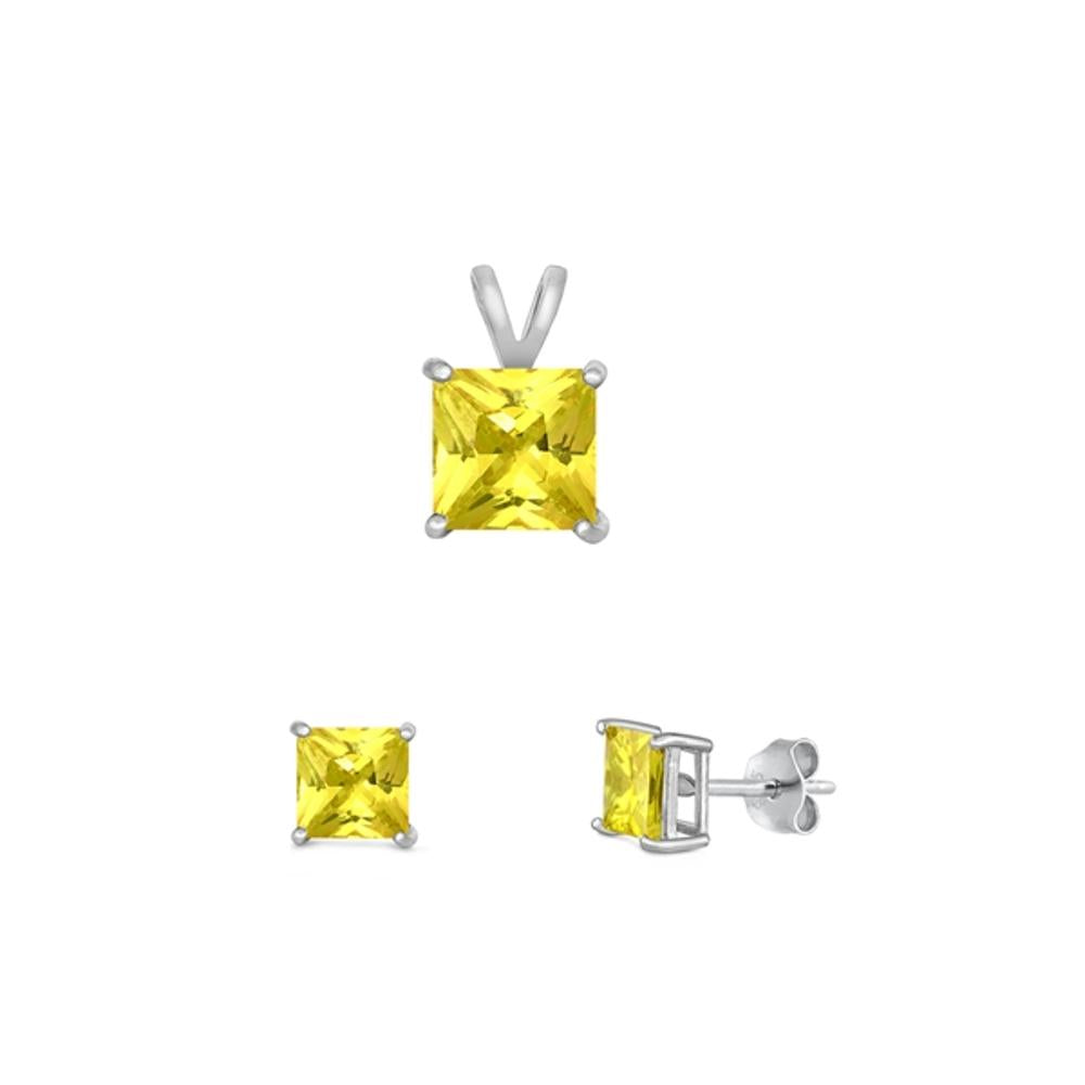 4mm & 6mm Pendant Yellow CZ Earrings – Sterling Silver