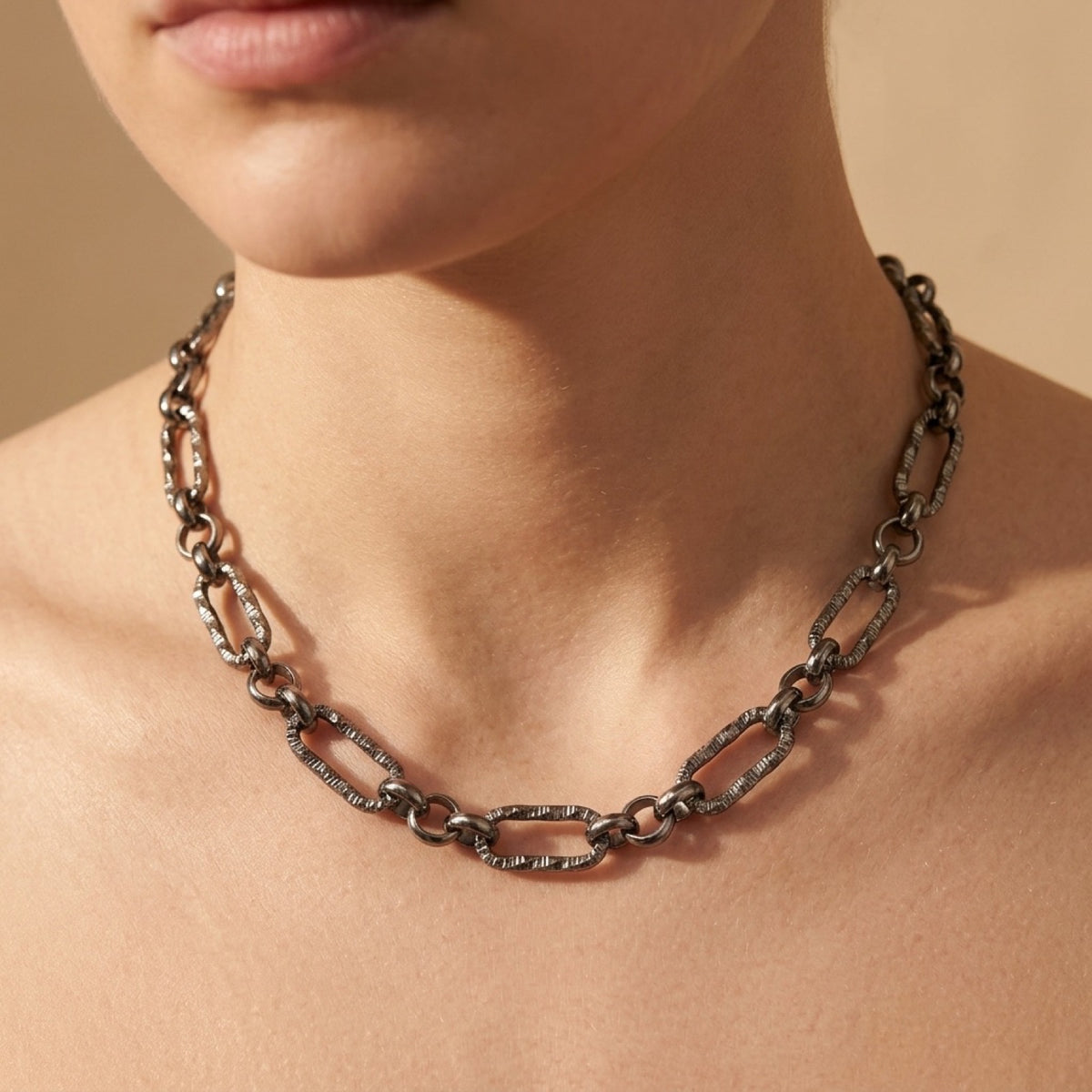 Twisted Link Figaro Cable Paperclip Rolo Chain worn