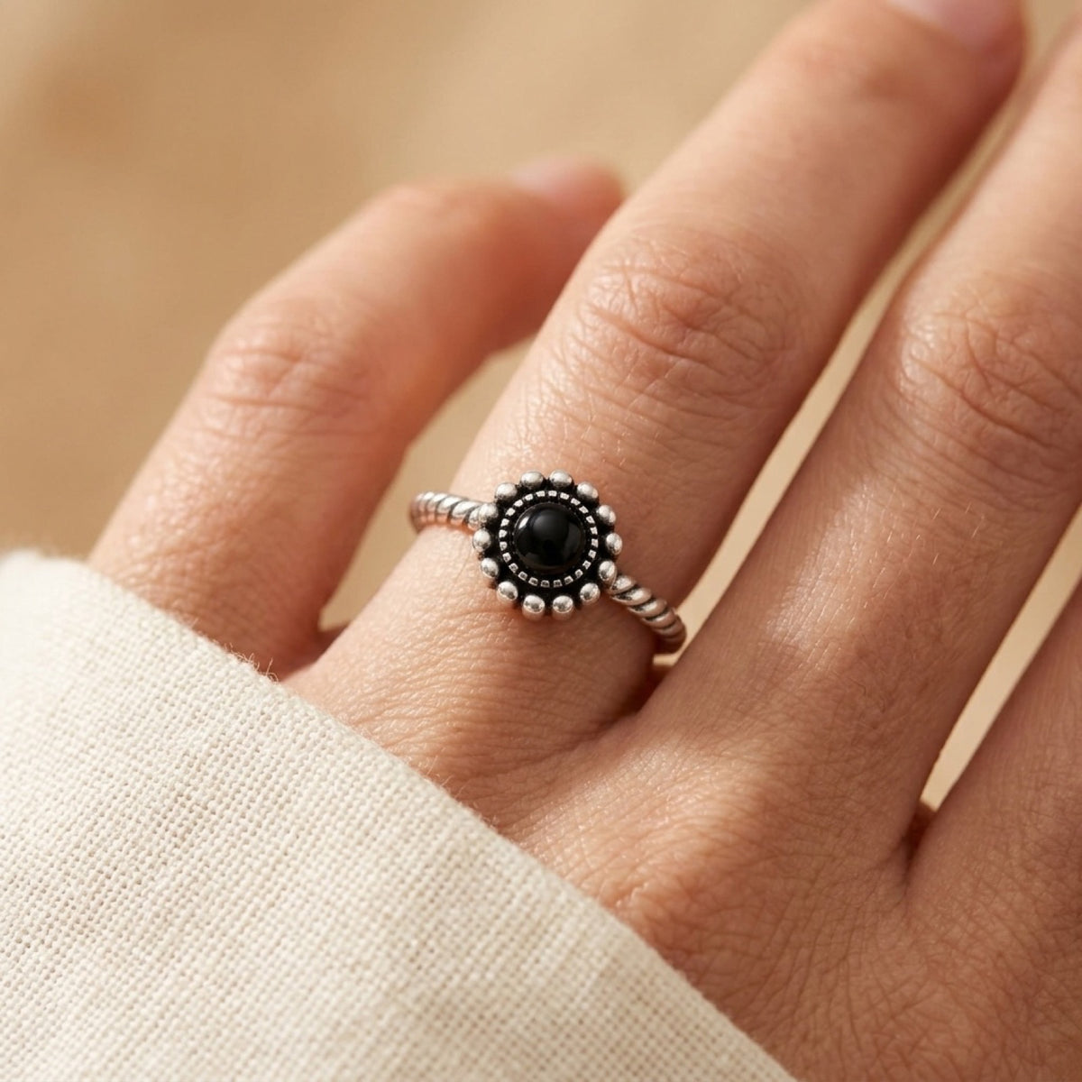 Black Onyx Ring worn