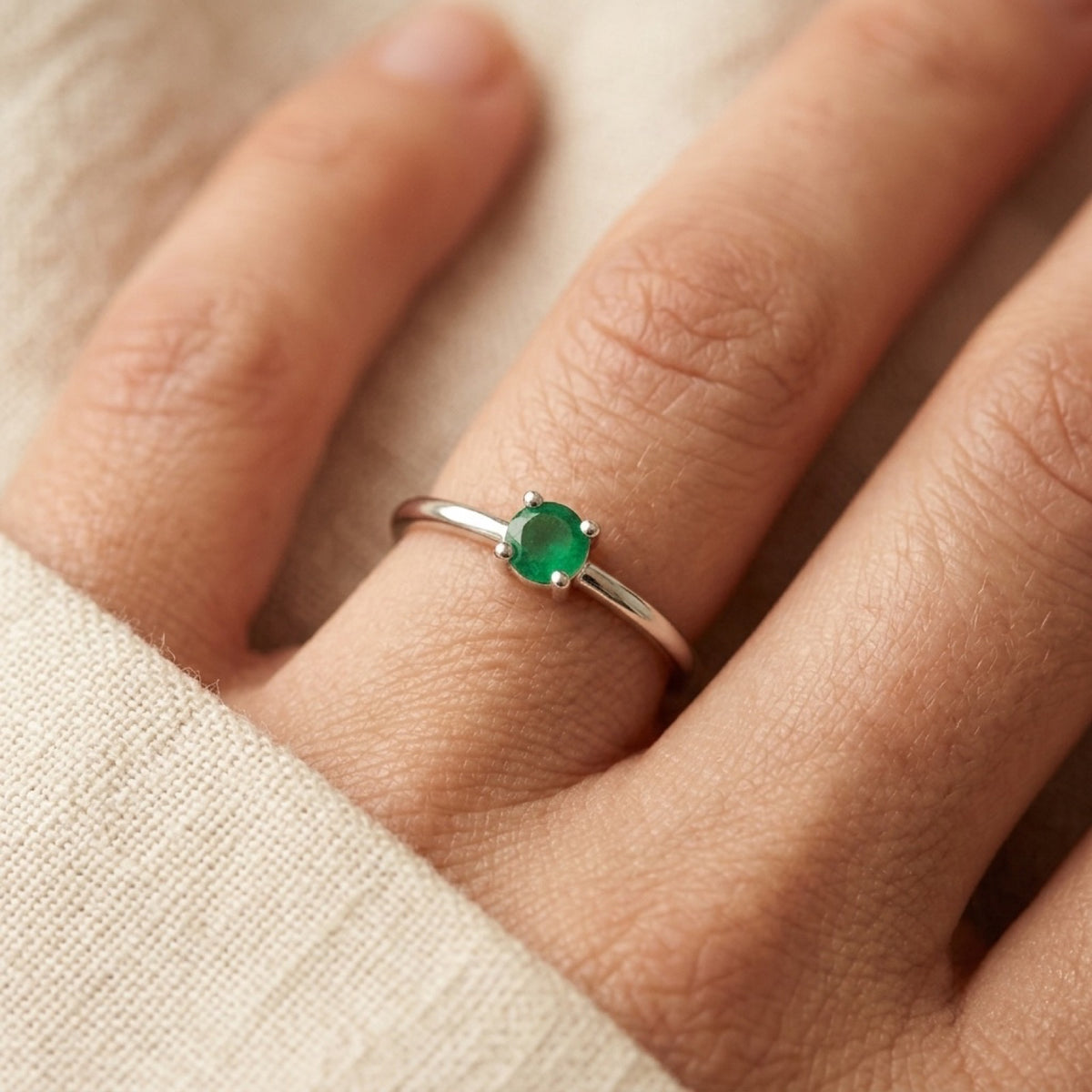 Emerald CZ Ring worn