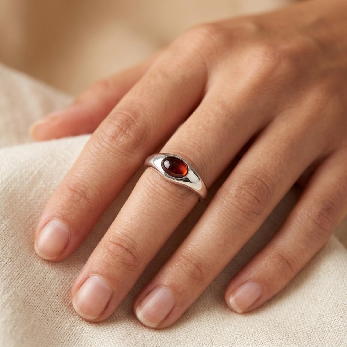 Garnet Ring worn