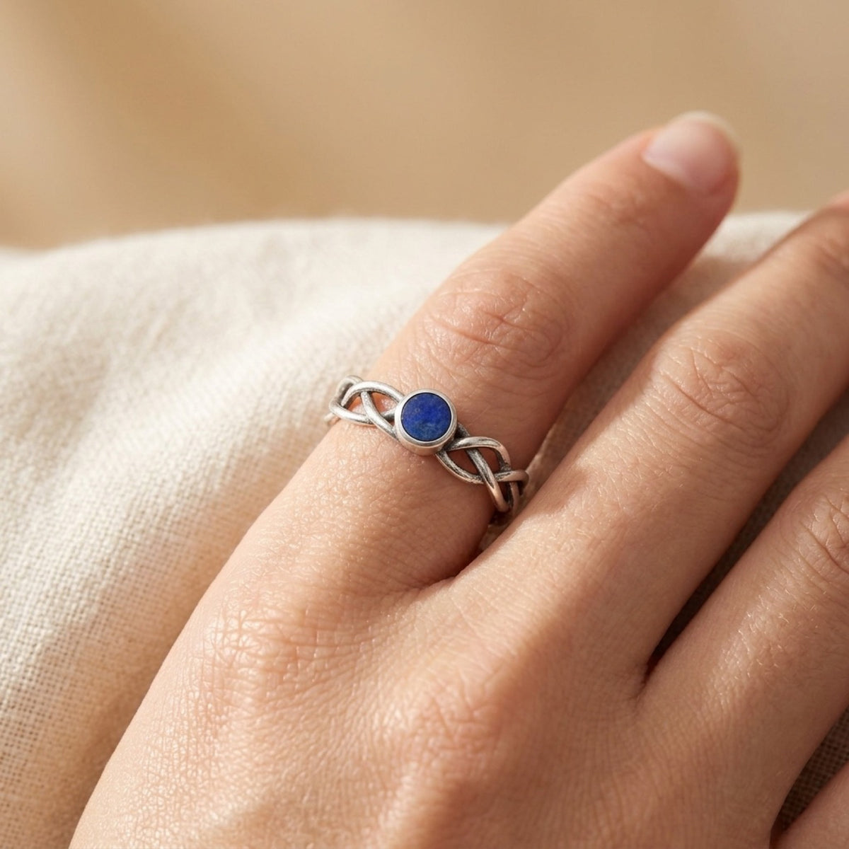 Lapis Ring worn