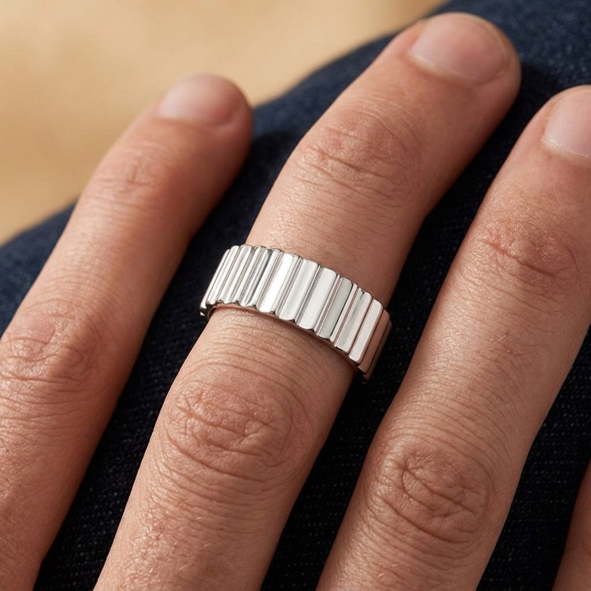 Ribbed Ring worn