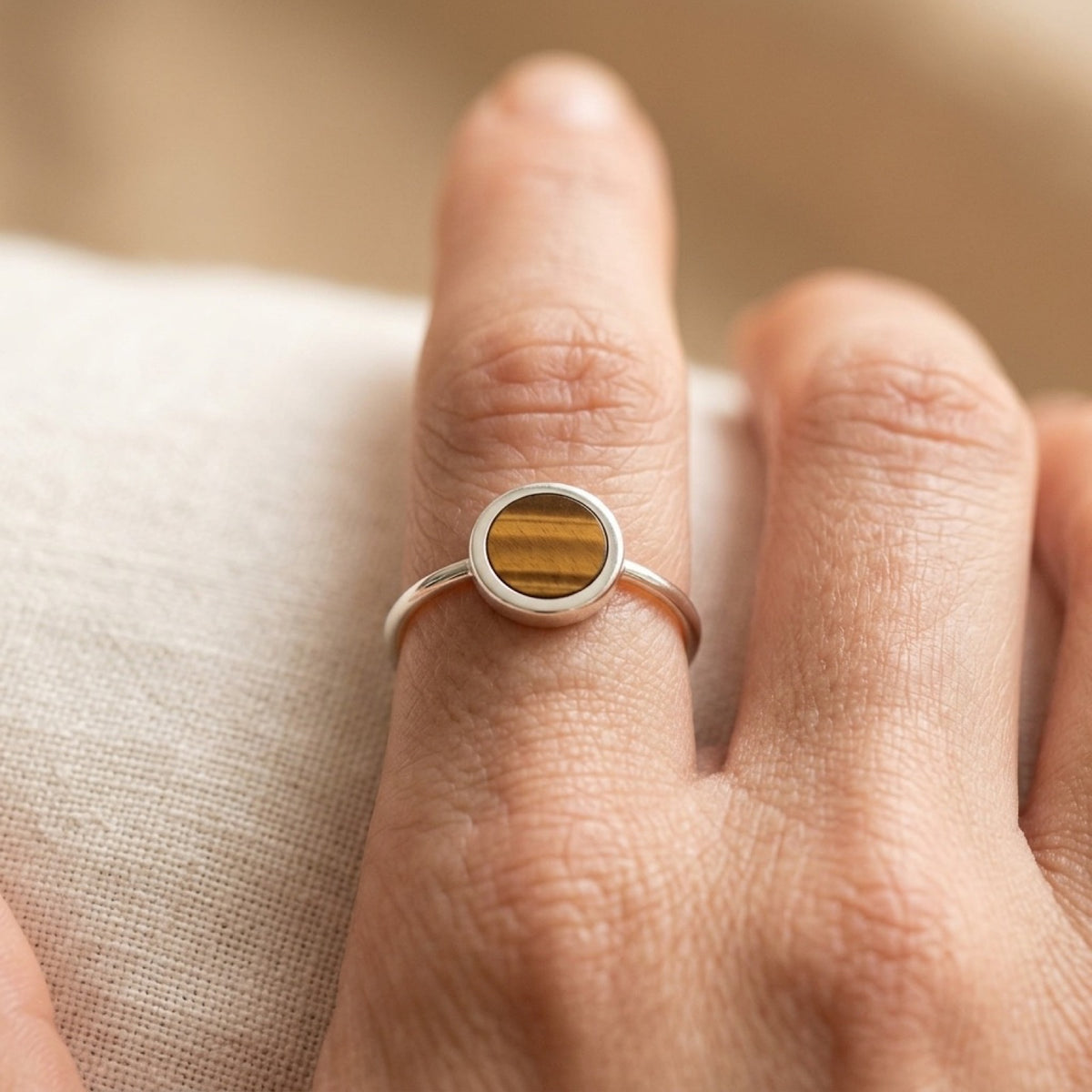 Tiger Eye Ring worn