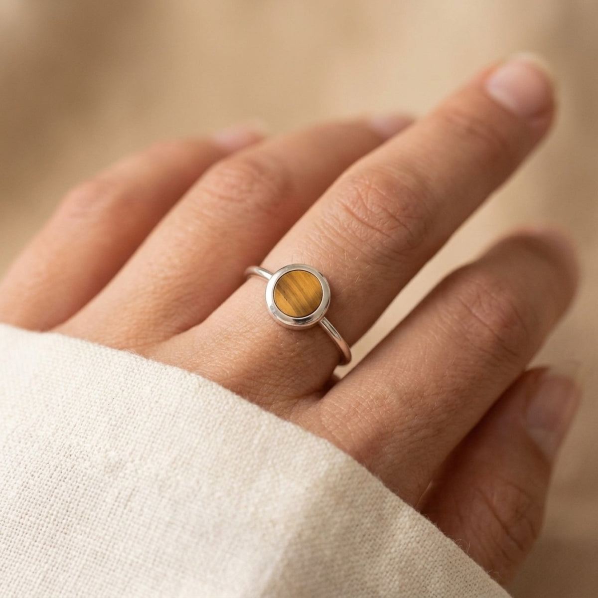 Tiger Eye Ring worn