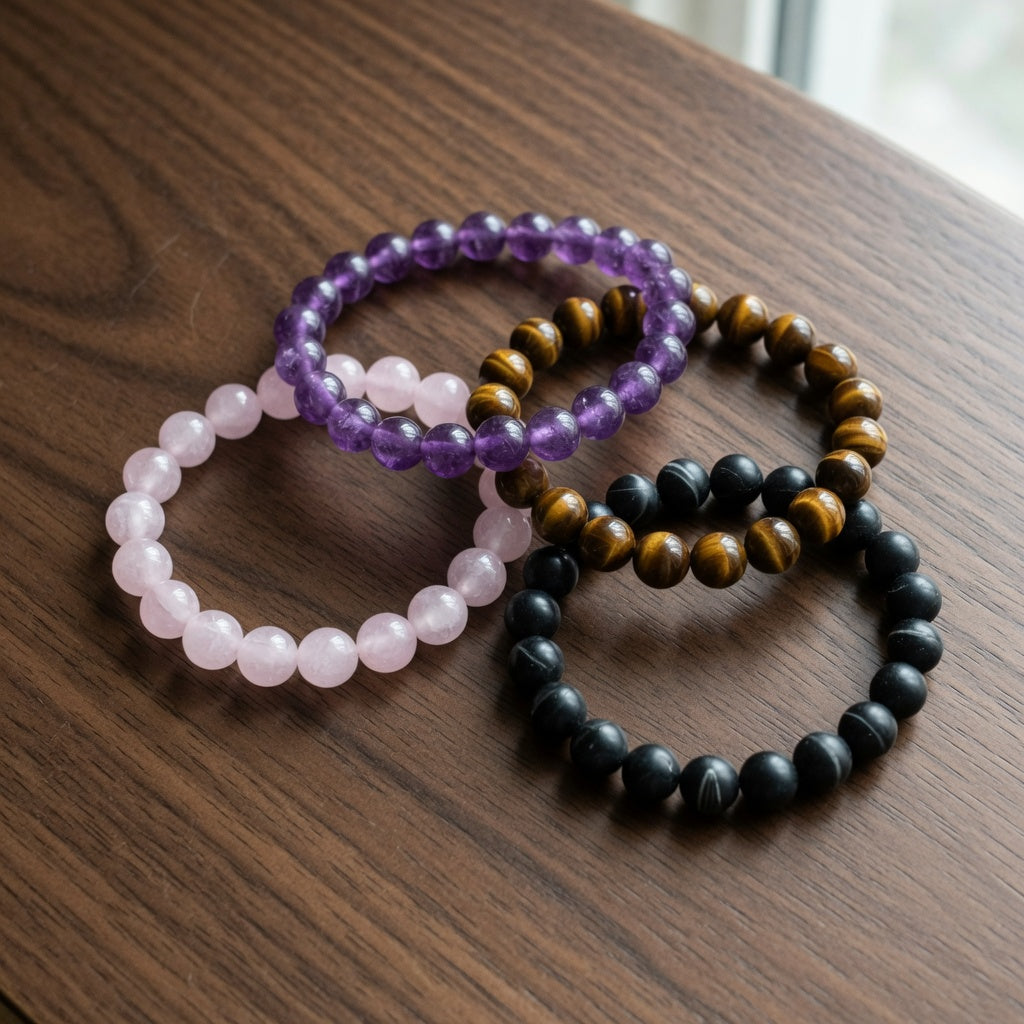 Gemstone stretch bracelets