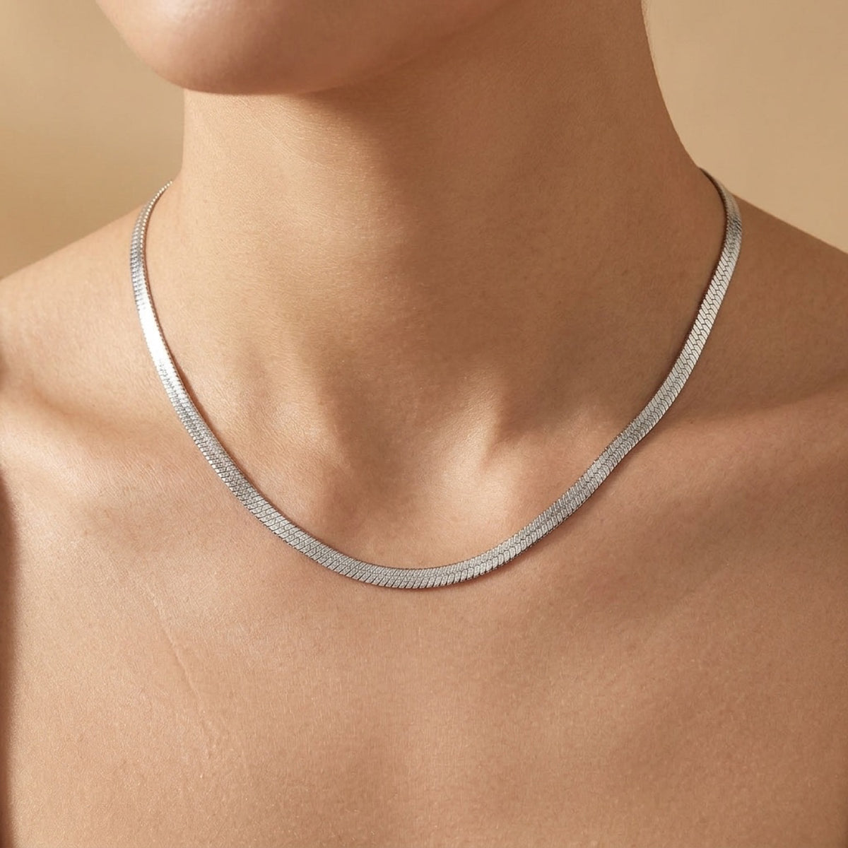 4mm Herringbone Chain worn