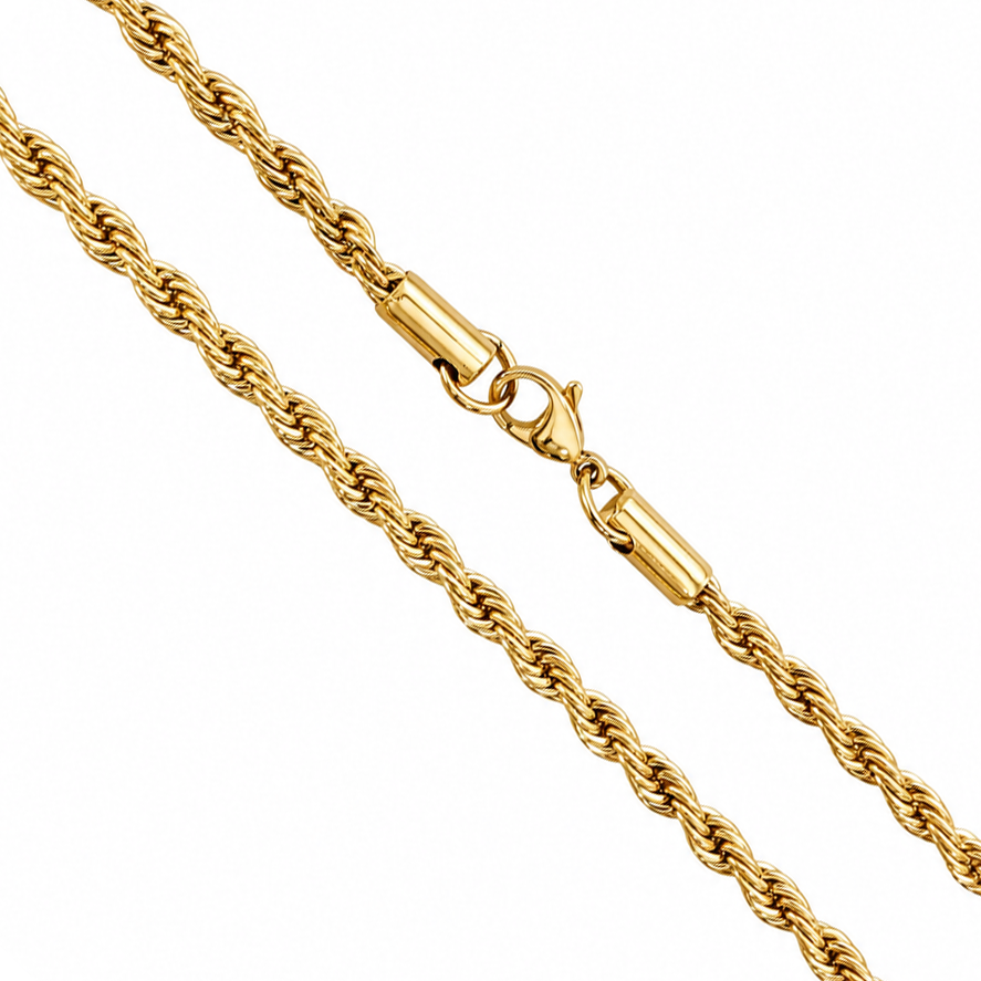 18k Gold PVD Stainless Steel 2mm Rope Chain
