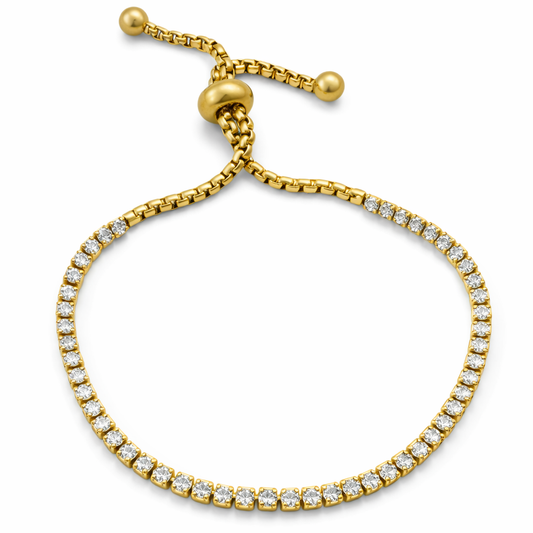 18k Gold PVD Stainless Steel Tennis Bolo Bracelet