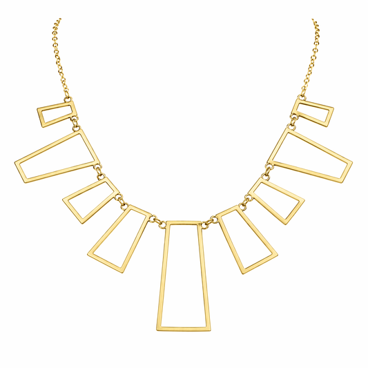 18k Gold PVD Stainless Steel Geometric Open Charm Cable Chain