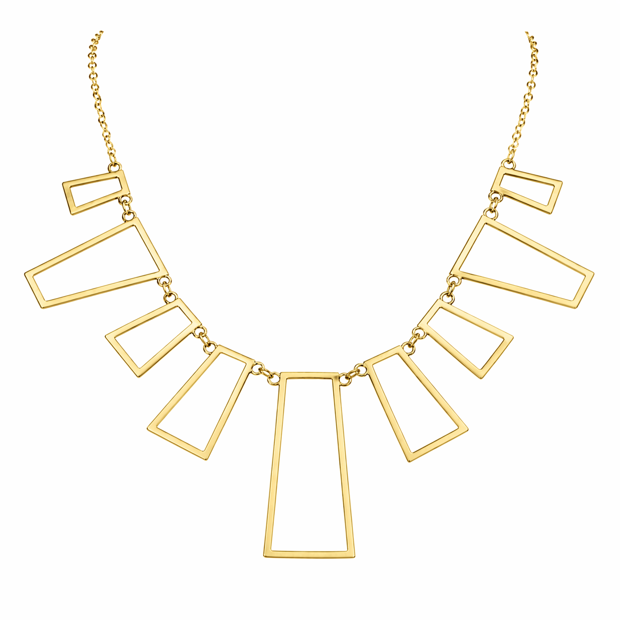 18k Gold PVD Stainless Steel Geometric Open Charm Cable Chain