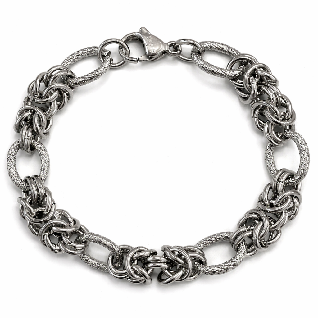 Stainless Steel Byzantine Figaro Long Link Alternating Chain