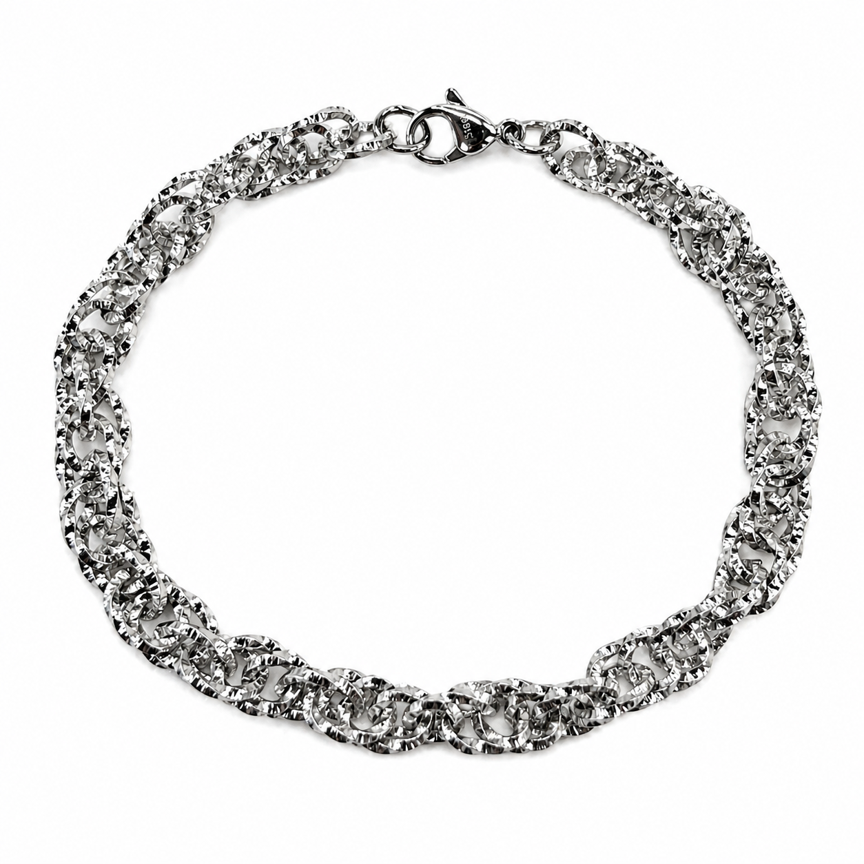Stainless Steel Twisted Hammered 6mm Oval Link Chain