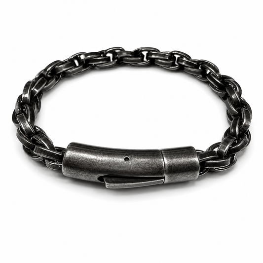 Stainless Steel Oxidized Loose Cable Rope Round Box Clasp 6.5mm Chain Bracelet