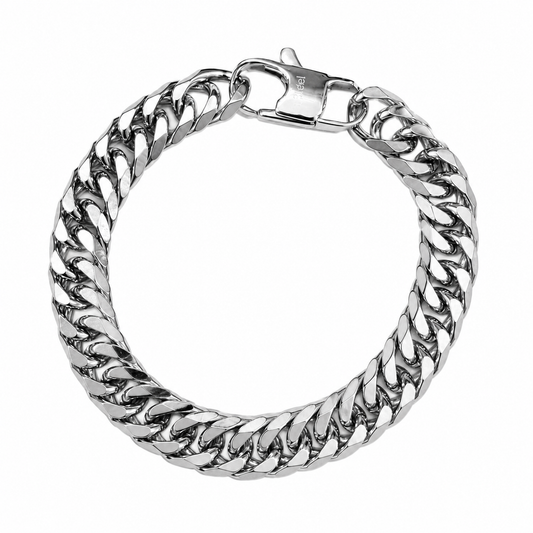 Stainless Steel 9.3mm Double Curb Link Chain Bracelet