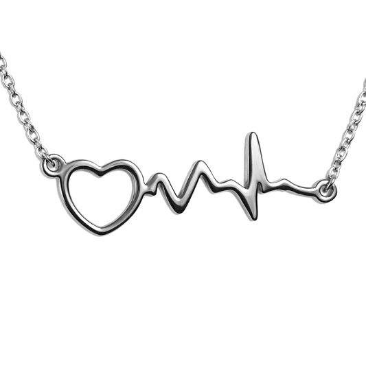 Stainless Steel Heart Love Heartbeat Necklace Pendant