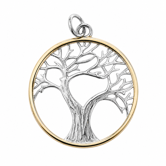 18k Gold PVD Stainless Steel Tree of Life Halo Nature Charm Pendant