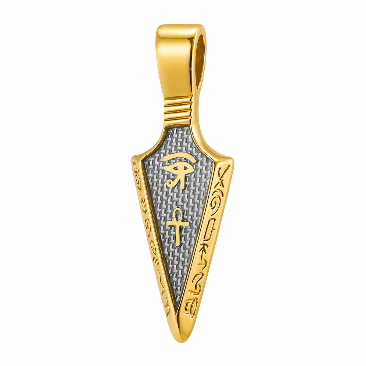 Egyptian Ankh Eye of Horus Pendant – Gold-Tone Stainless Steel