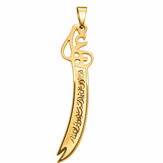 Sword Saber Pirate Blade Pendant (Design 043) – Gold-Tone Stainless Steel