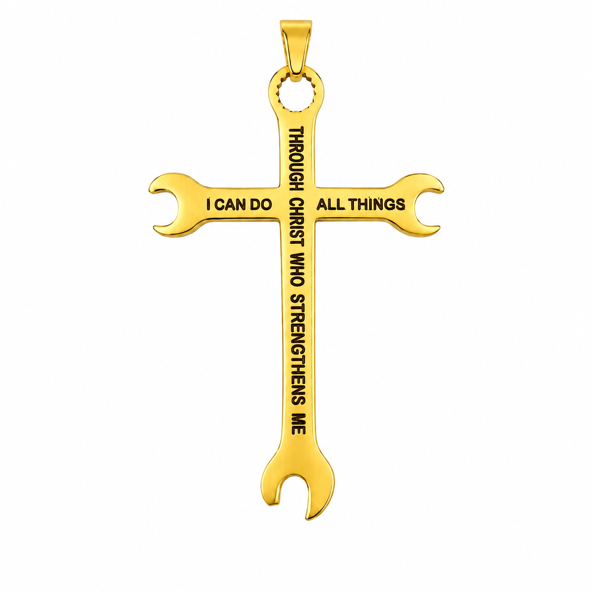 Wrench Cross I Can Do Pendant – Gold-Tone Stainless Steel