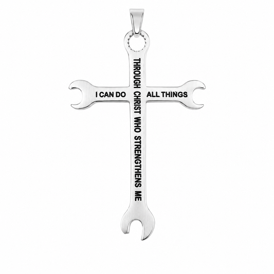 Wrench Cross I Can Do Pendant – Stainless Steel