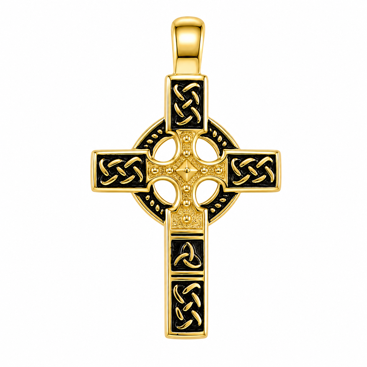Celtic Knot Cross Irish Pendant – Gold-Tone Stainless Steel