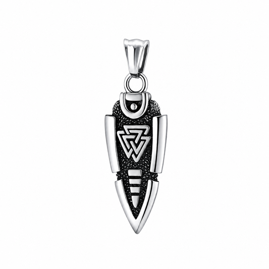Valknut Norse Triple Triangle Arrow Pendant – Stainless Steel