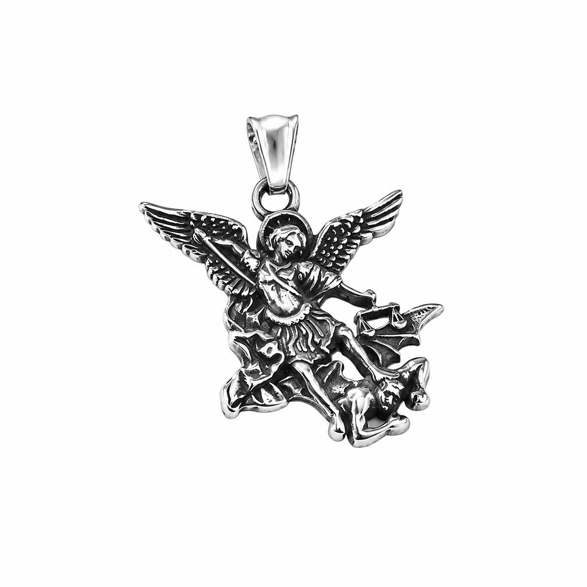 Angel Fighting Demon Spiritual Heavenly Pendant – Stainless Steel