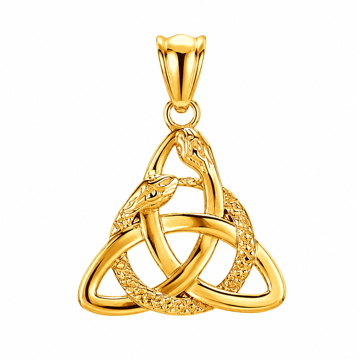 Triquetra Snake Celtic Knot Pendant – Gold-Tone Stainless Steel