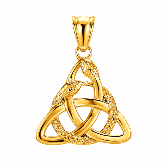 Triquetra Snake Celtic Knot Pendant – Gold-Tone Stainless Steel