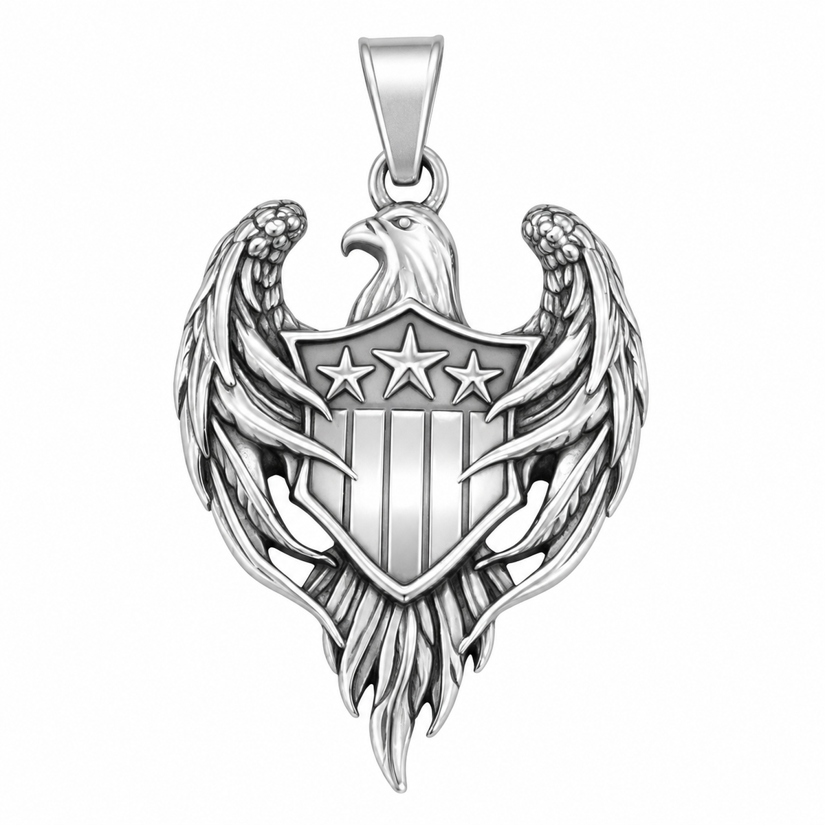 American Eagle Shield Protector National Pendant – Stainless Steel
