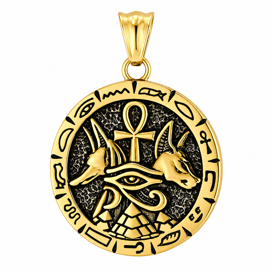 Egyptian Ra Eye of Horus Pendant – Gold-Tone Stainless Steel