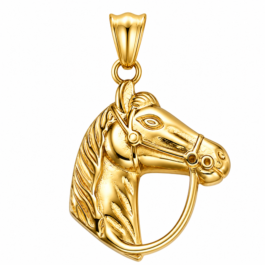 Horse Rancher Cattle Pendant – Gold-Tone Stainless Steel