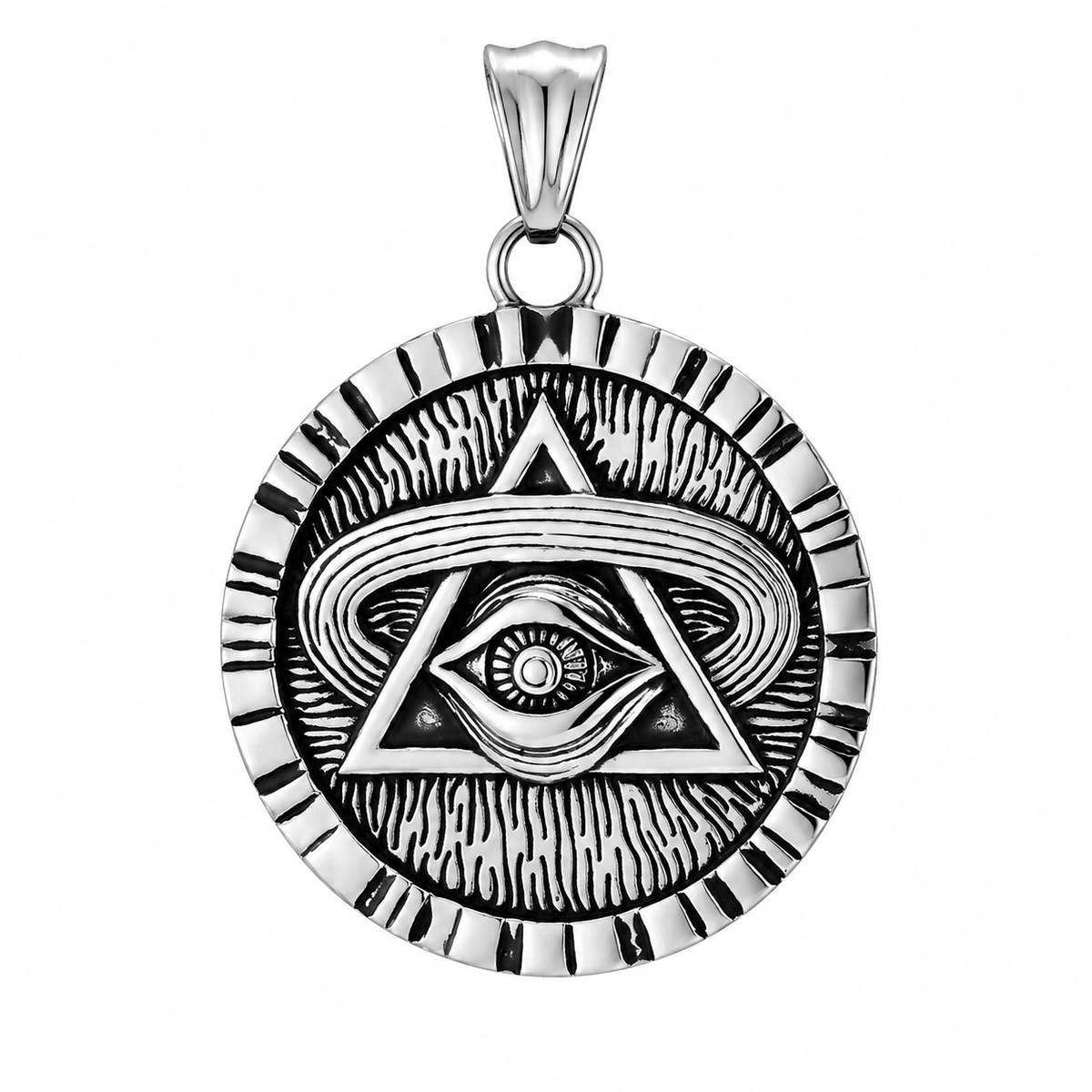 Galaxy Triangle All Seeing Eye Pendant – Stainless Steel
