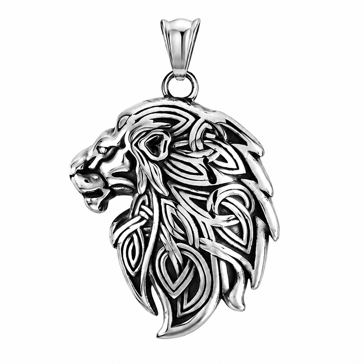 Lion Mane Celtic Knot Triquetra Pendant – Stainless Steel