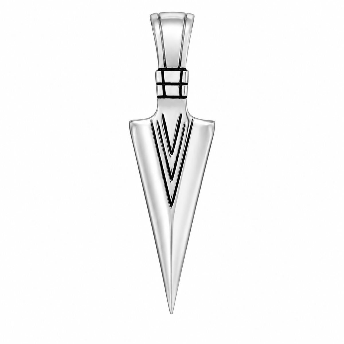 Arrowhead Bow Pointed Tip Chevron Pendant – Stainless Steel