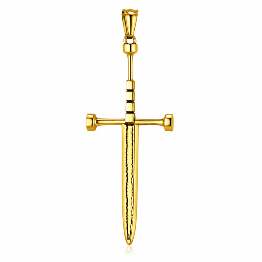 Dagger Blade Knife Sword Gladiator Pendant – Gold-Tone Stainless Steel