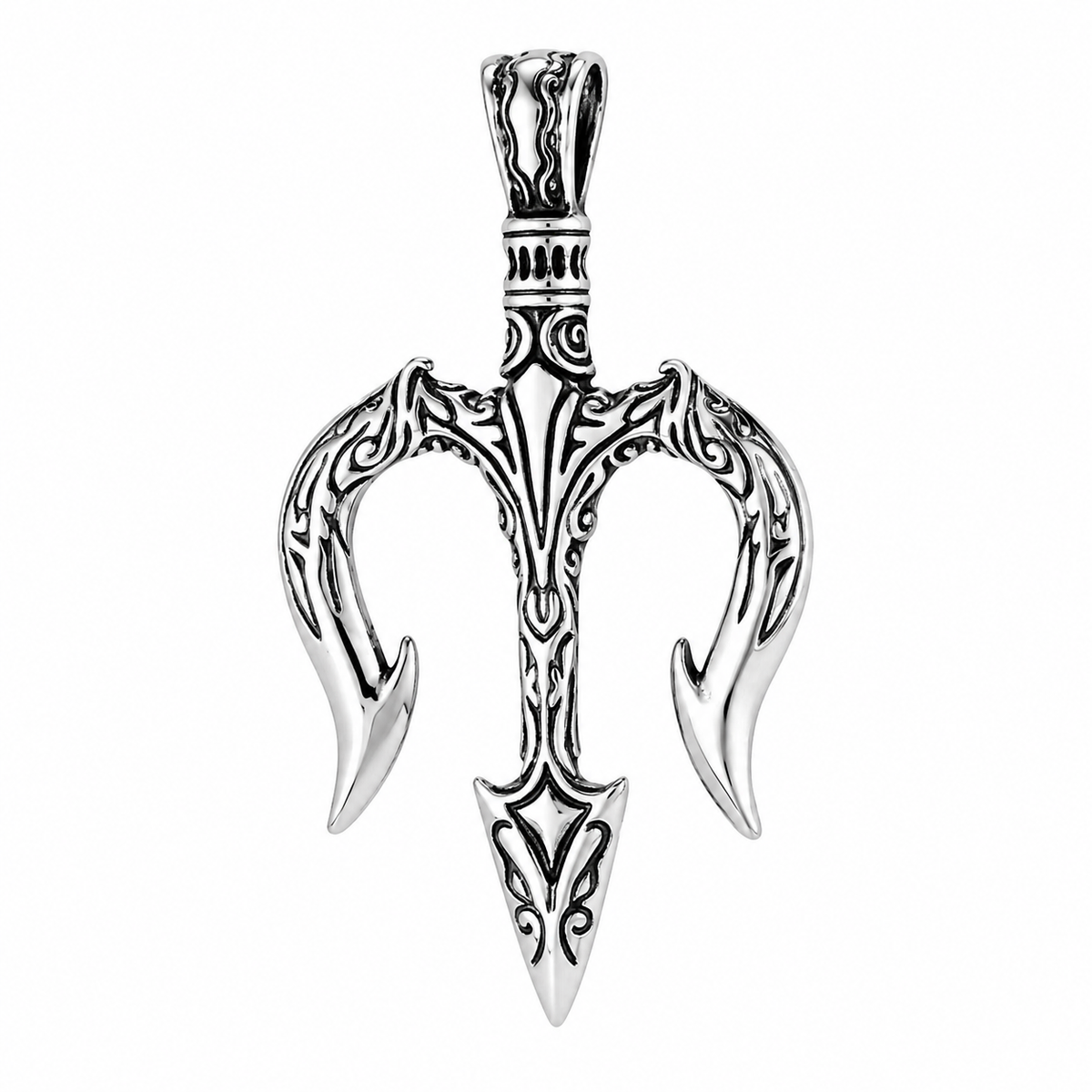 Trident Water King Poseidon Pendant – Stainless Steel