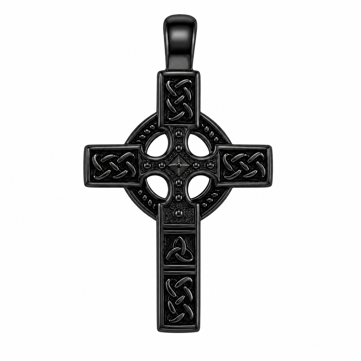 Celtic Knot Cross Irish Pendant – Black Stainless Steel