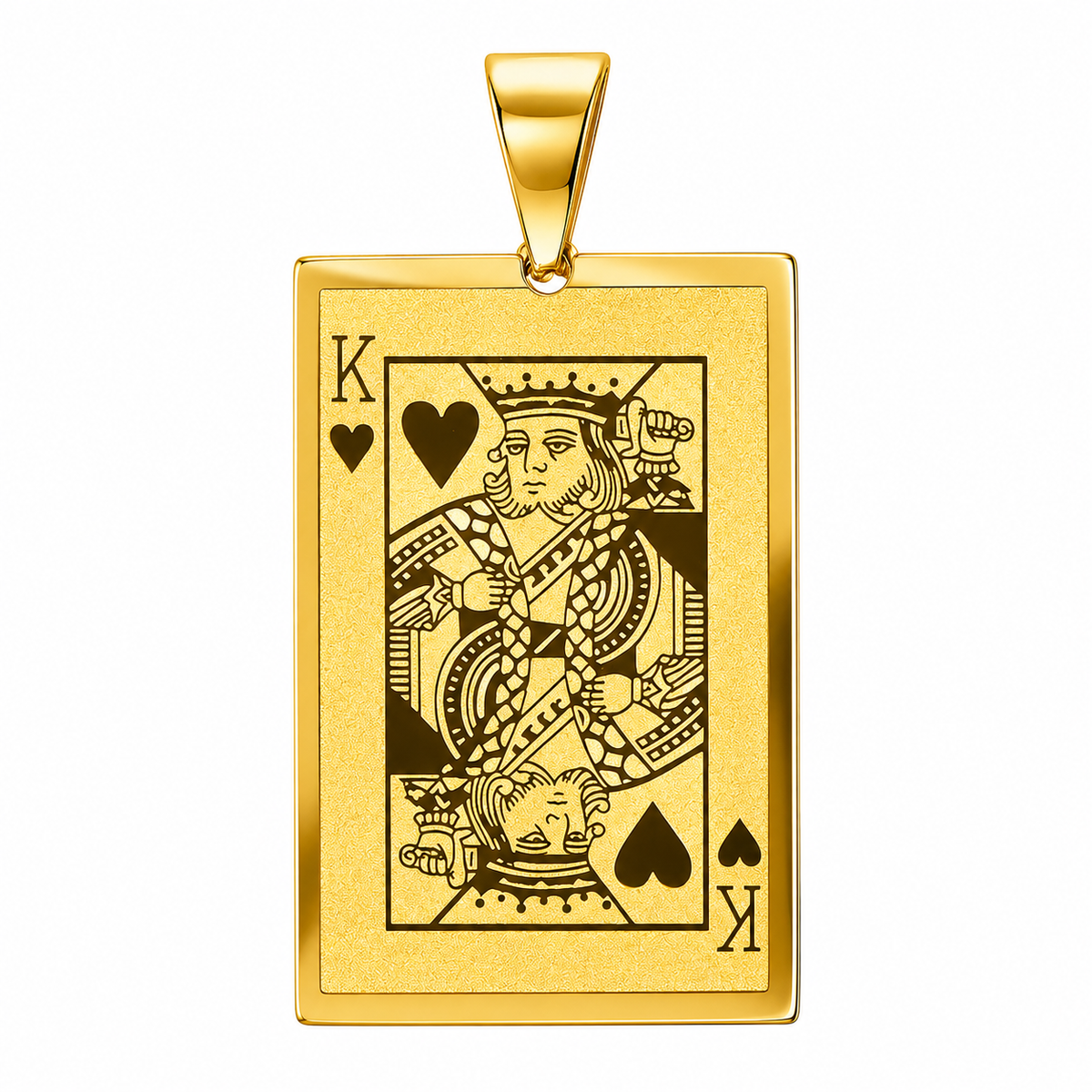 King of Spades Card Lucky Pendant – Gold-Tone Stainless Steel