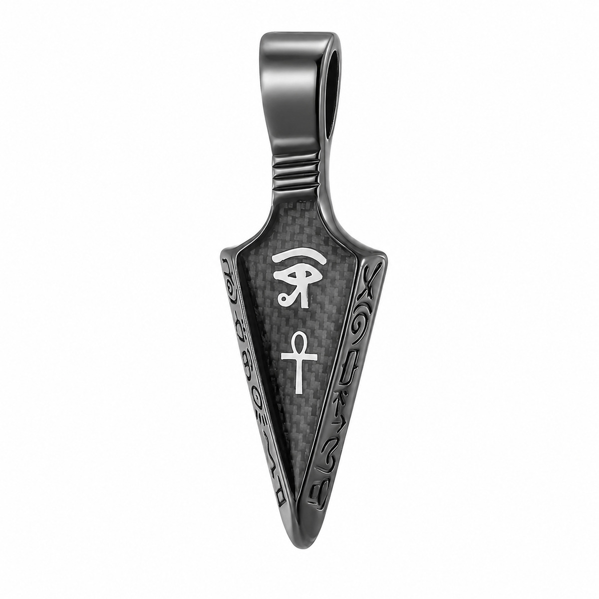 Egyptian Ankh Eye of Horus Pendant – Black Stainless Steel