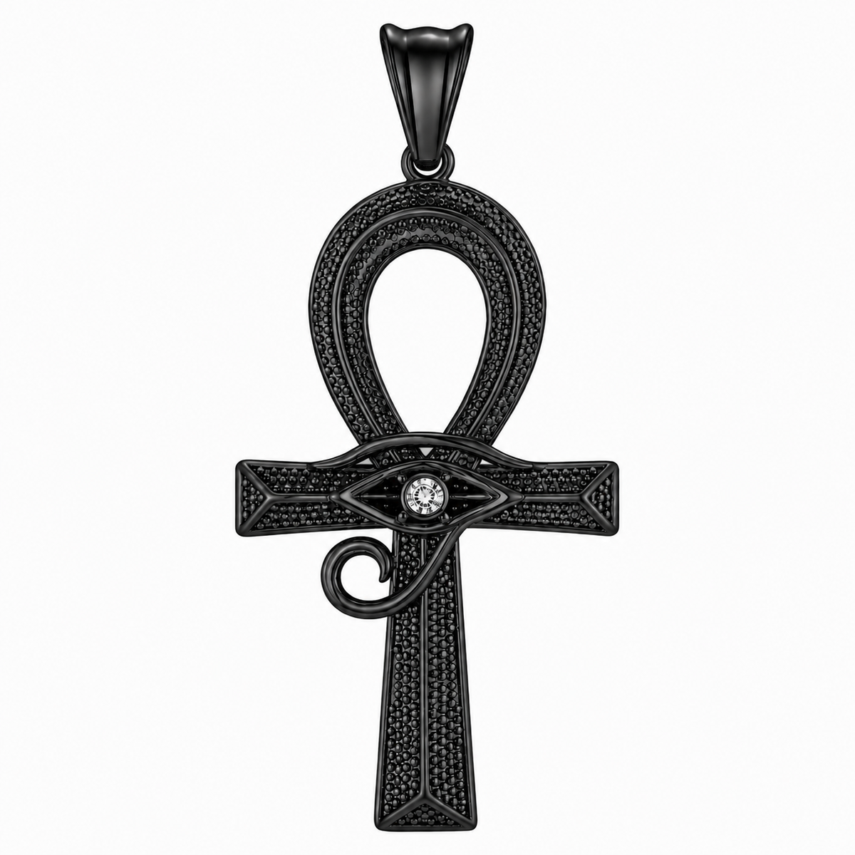 Eye of Horus Ankh Egyptian Pendant (Design 135) – Black Stainless Steel