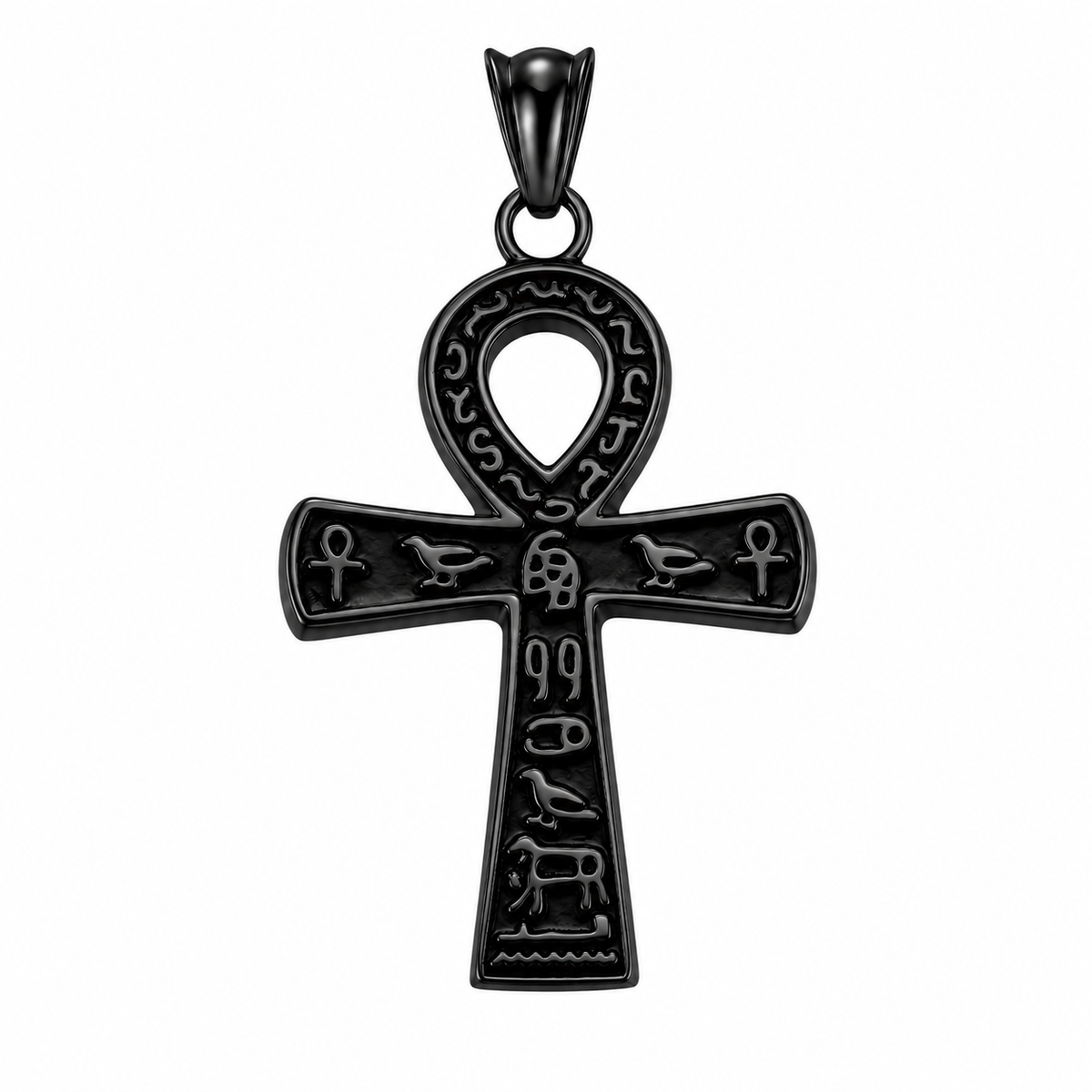 Eye of Horus Ankh Egyptian Pendant (Design 137) – Black Stainless Steel